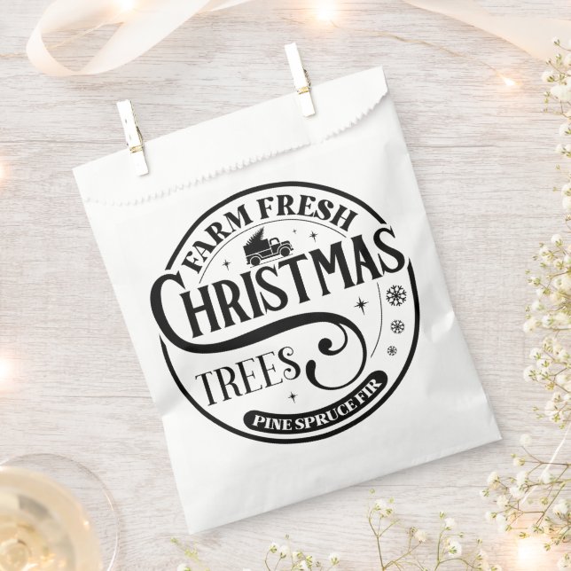 Farm Fresh Christmas trees Pine Spruce Fir Favour Bag (Clipped)