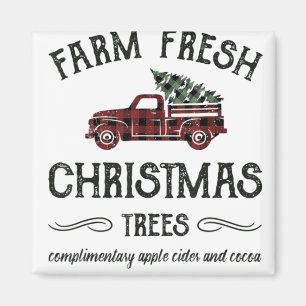 Farm Fresh Christmas Trees Shirt Festive Plaid Xma Magnet