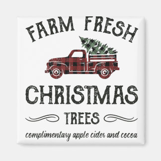 Farm Fresh Christmas Trees Shirt Festive Plaid Xma Magnet