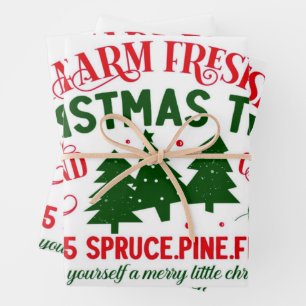 Farm Fresh Christmas Trees Wrapping Paper Sheet