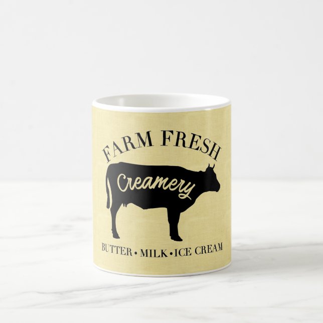 Farm Fresh Creamery Cow Silhouette Coffee Mug (Center)