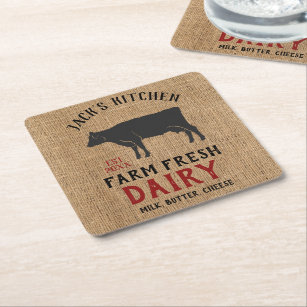 Farm Fresh Dairy Square Paper Coaster