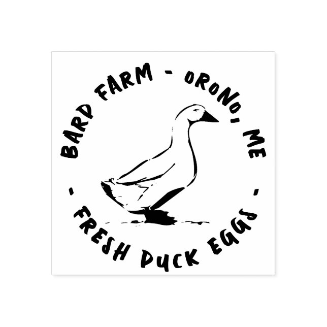 Farm Fresh Duck Eggs Duck Silhouette Egg Carton    Rubber Stamp (Imprint)