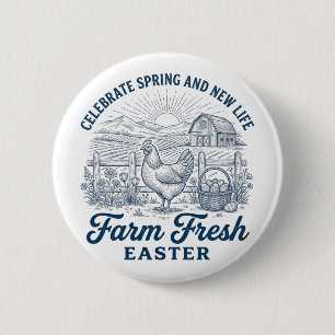 Farm Fresh Easter Chicken Spring New Life Hen  6 Cm Round Badge