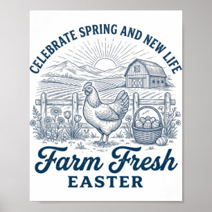 Farm Fresh Easter Chicken Spring New Life Hen Poster