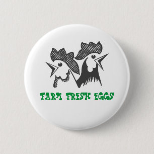 Farm Fresh Eggs 6 Cm Round Badge
