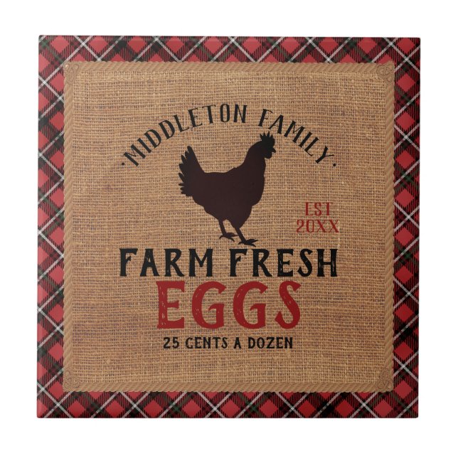 Farm Fresh 🥚🐓 Eggs Ceramic Tile (Front)