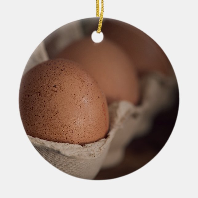 Farm Fresh Eggs Ceramic Tree Decoration (Front)