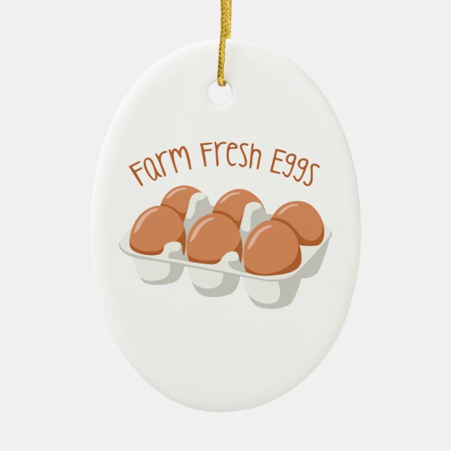 Farm Fresh Eggs Ceramic Tree Decoration (Front)