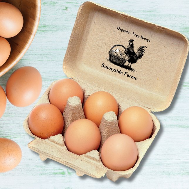 Farm Fresh Eggs Chick With Rustic Basket  Rubber Stamp (Creator Uploaded)