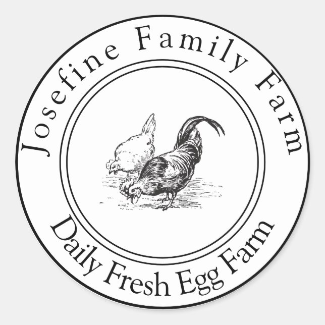 Farm Fresh Eggs Chicken Coop Rustic Country Farm Classic Round Sticker (Front)
