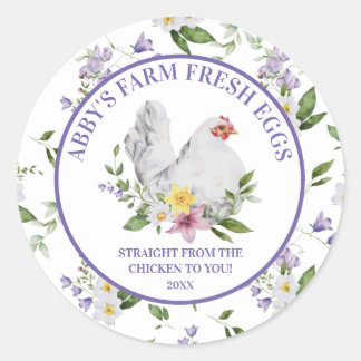 Farm Fresh Eggs Chicken Floral  Classic Round Sticker