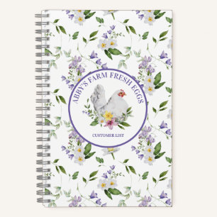 Farm Fresh Eggs Chicken Floral Notebook
