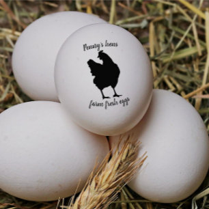 Farm Fresh Eggs Chicken Hen with Your Name Rubber Stamp