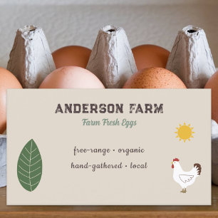 Farm Fresh Eggs - Chicken, Sun and Leaf Business Card