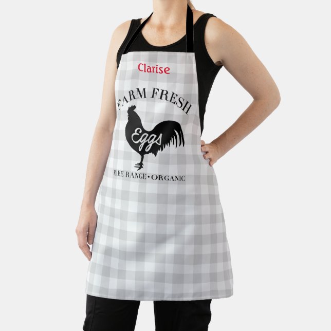 Farm Fresh Eggs Country Gingham Personalised Apron (Insitu)