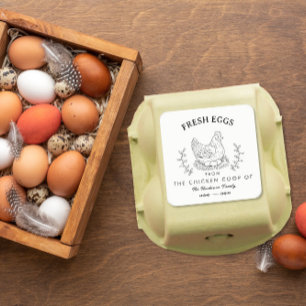 Farm Fresh Eggs Custom Name label, Egg Carton Square Sticker