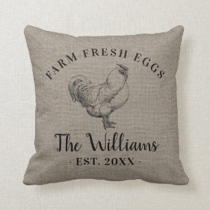 Farm Fresh Eggs Family Monogram Throw Pillow