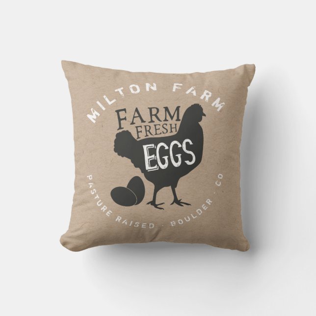 farm fresh eggs kraft monogram cushion (Front)