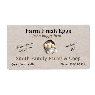 Farm Fresh Eggs Label   Egg Carton Stickers Custom