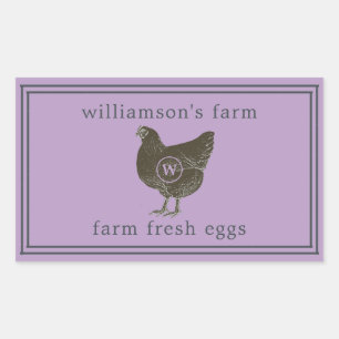 Farm Fresh Eggs Monogram Egg Carton Crocus Purple Rectangular Sticker
