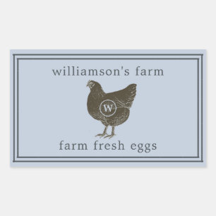 Farm Fresh Eggs Monogram Egg Carton Pastel Blue Rectangular Sticker