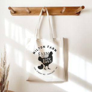 Farm fresh eggs monogram tote bag