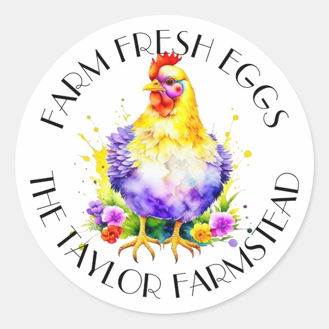 Farm Fresh Eggs | Personalised Classic Round Sticker (Front)