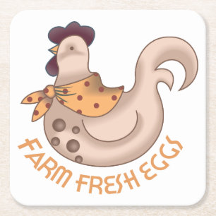 Farm Fresh Eggs Square Paper Coaster