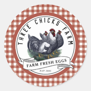 Farm Fresh Eggs Vintage Chicken Carton Classic  Round Sticker