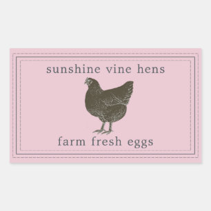 Farm Fresh Eggs Vintage Hen Egg Carton Pink Rectangular Sticker
