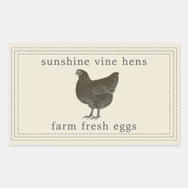 Farm Fresh Eggs Vintage Hen Label (Front)