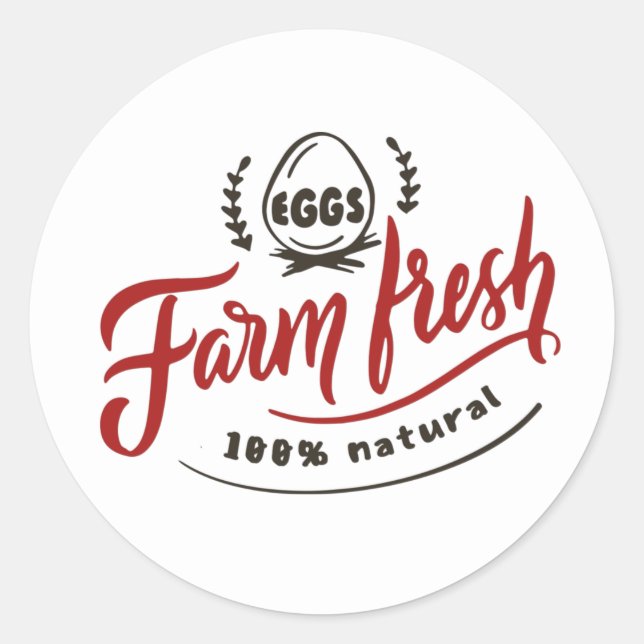 Farm fresh eggs word art classic round sticker (Front)