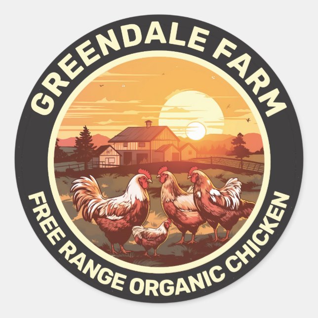 Farm Fresh Free Range Chicken  Classic Round Sticker (Front)