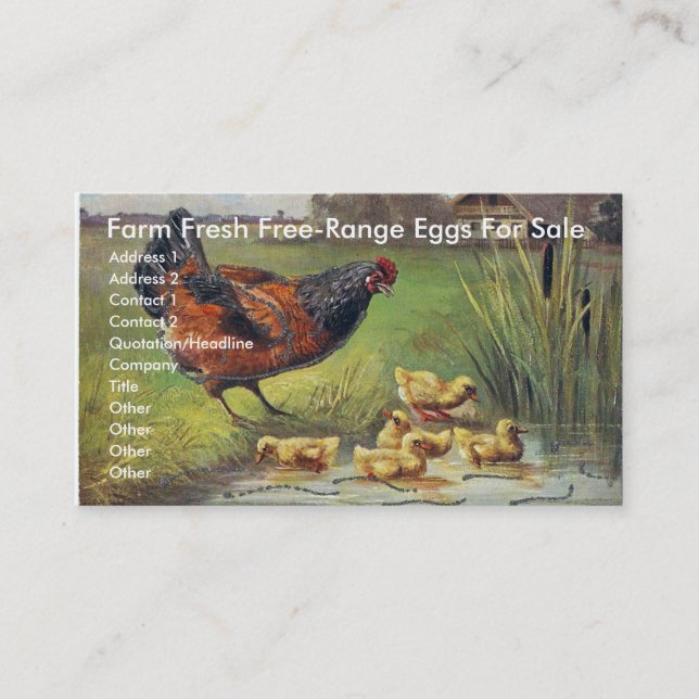 Farm Fresh Free-Range Eggs For Sale Business Card (Front)