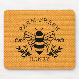 Farm Fresh Honey Bee Botanical Vintage Design Mouse Pad