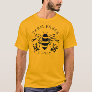Farm Fresh Honey Bee Botanical Vintage Design T-Shirt