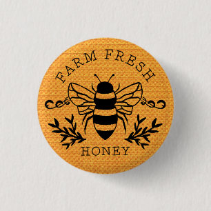 Farm Fresh Honey Bee Spring Sign-58219 3 Cm Round Badge