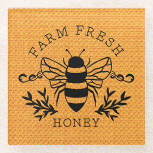 Farm Fresh Honey Bee Spring Sign-58219 Glass Coaster