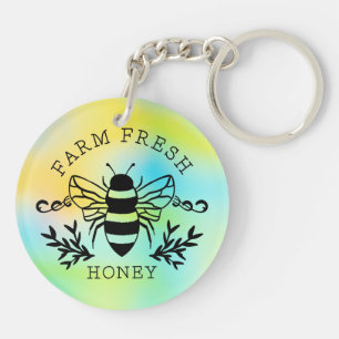 Farm Fresh Honey Bee Spring Sign-58219 Key Ring