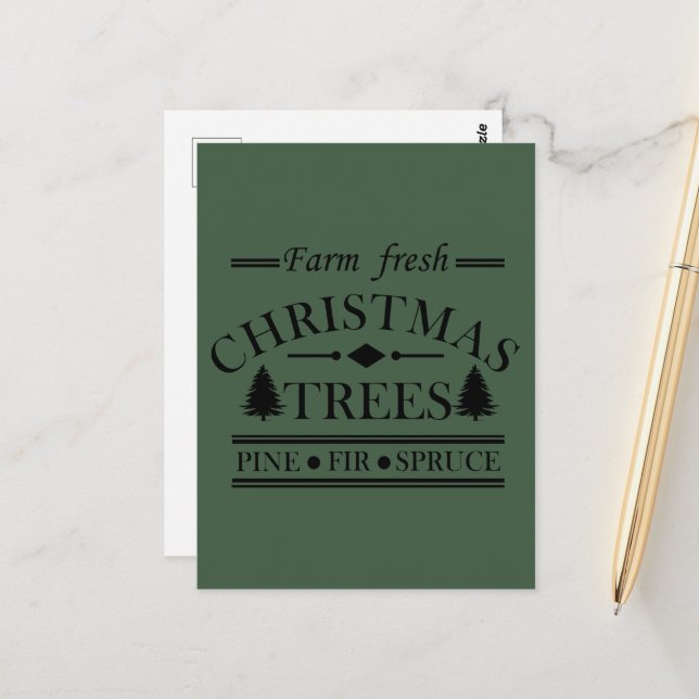 Farm fresh Merry Christmas trees Postcard (Front/Back In Situ)