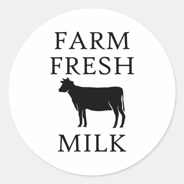 Farm Fresh Milk, Cow Classic Round Sticker (Front)