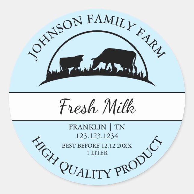Farm Fresh Milk Label (Front)