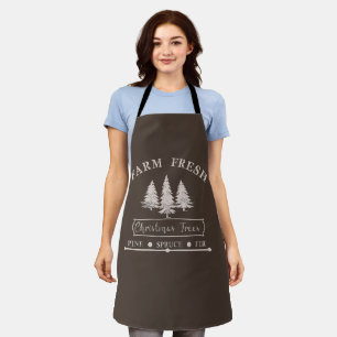 Farm Fresh Modern Christmas Pine trees Apron