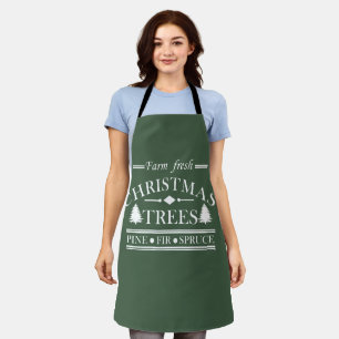 Farm Fresh Modern Christmas Pine Trees Apron