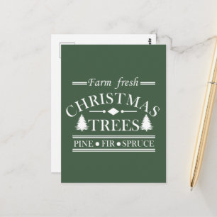 Farm Fresh Modern Christmas Pine Trees Postcard