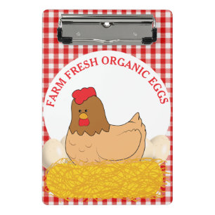 Farm Fresh Organic Chicken Hen On Eggs Mini Clipboard