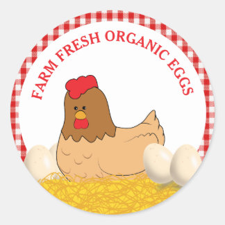 Farm Fresh Organic Eggs Chicken Classic Round Stic Classic Round Sticker