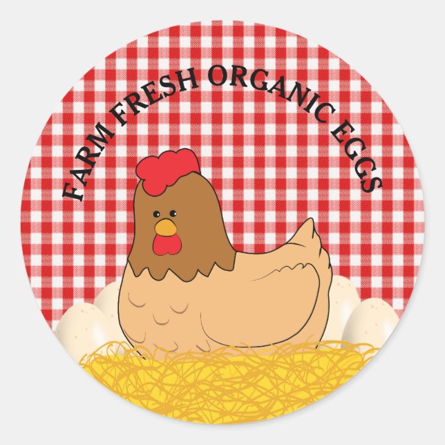 Farm Fresh Organic Eggs  Classic Round Sticker (Front)