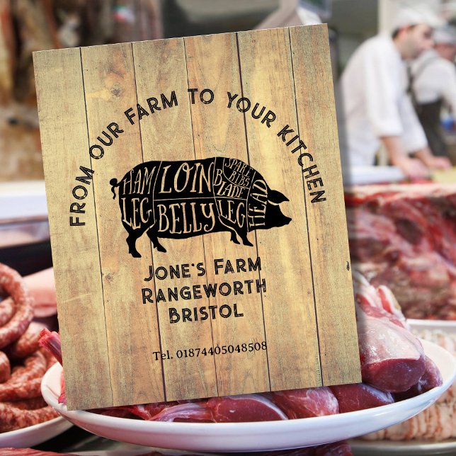 Farm Fresh Pork Sticker – Rustic Pig Logo Label –  Pedestal Sign (Creator Uploaded)